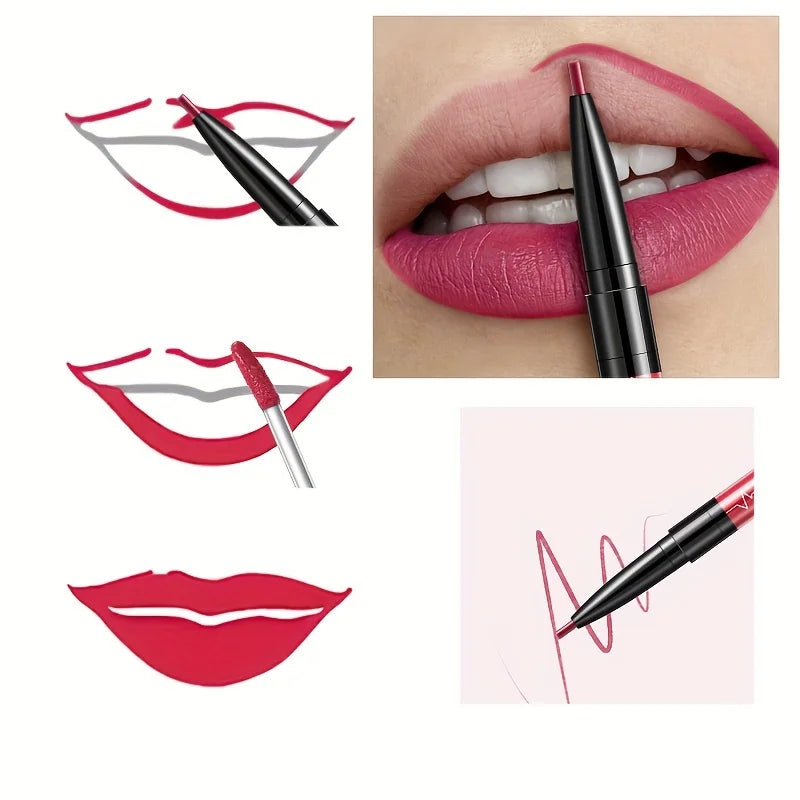 Double-ended lipstick and lip liner from MAIRA'S COLLECTIONS, featuring a sleek design with vibrant color options.
