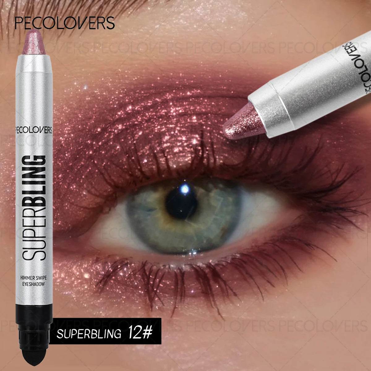 Shiny eyeshadow stick by MAIRA'S COLLECTIONS featuring high pigment shimmer eye pen with a smooth, metallic finish on a white background.
