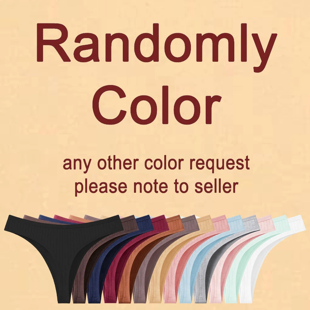 Set of four MAIRA'S COLLECTIONS cotton ribbed seamless thong underwear for women in solid colors, comfortable and lightweight.