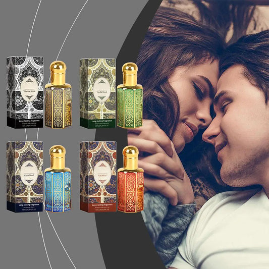 Arabian Charm Perfume Oil by MAIRA'S COLLECTIONS, long-lasting oriental fragrance in a decorative glass bottle.