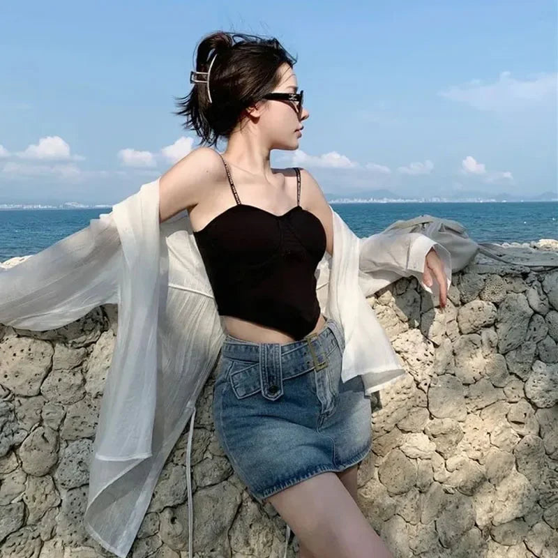 Women's lace-up beach blouse by MAIRA'S COLLECTIONS featuring lightweight fabric and bohemian style for casual summer wear.