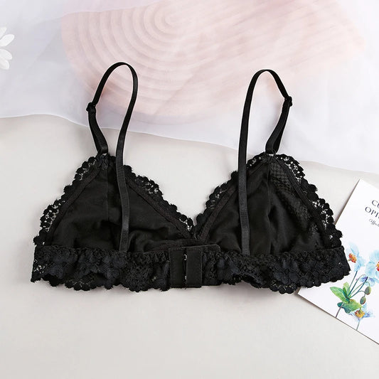 Women's lace bralette from MAIRA'S COLLECTIONS featuring delicate floral lace and adjustable straps.