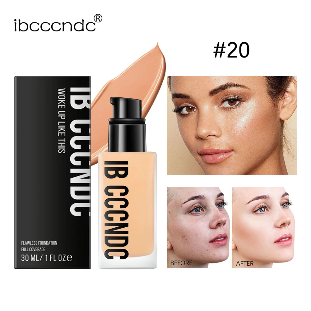 MAIRA'S COLLECTIONS matte liquid foundation in six shades, featuring oil control and waterproof formula for smooth, flawless skin.