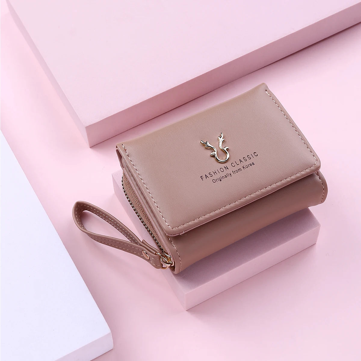 Women's PU leather mini wallet by MAIRA'S COLLECTIONS with multiple card slots and compact design, shown in black.