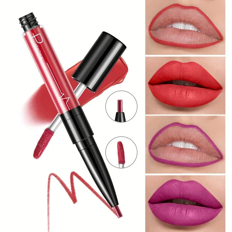 Double-ended lipstick and lip liner by MAIRA'S COLLECTIONS, featuring a sleek design with vibrant lip color and precise liner tip.