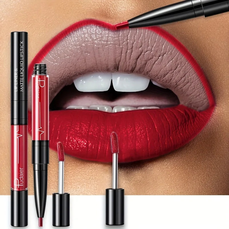 MAIRA'S COLLECTIONS double-ended lipstick and lip liner, showcasing the sleek, dual-purpose makeup product with vibrant shades.