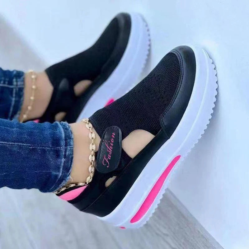 Women's casual platform sneakers by MAIRA'S COLLECTIONS with breathable summer design, shown in a side view.