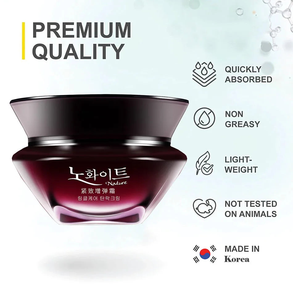 Korean firming and brightening cream by MAIRA'S COLLECTIONS in a 50g jar, with a smooth, creamy texture and elegant packaging.