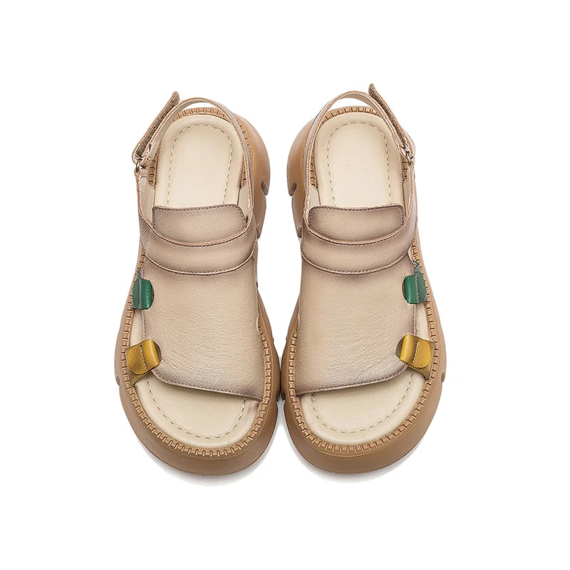 Women's genuine leather wedge sandals by MAIRA'S COLLECTIONS, featuring a platform casual shoe design with ankle straps.