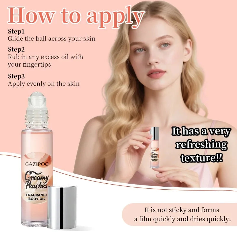 Peach Roll-On Perfume for Women by MAIRA'S COLLECTIONS featuring a sleek orange bottle and a smooth roll-on applicator.