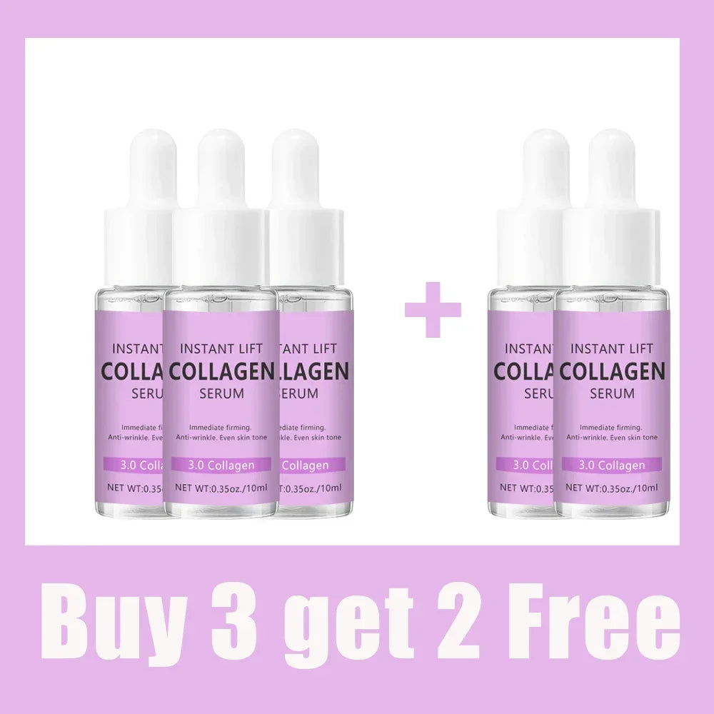 MAIRA'S COLLECTIONS collagen face serum bottle, anti-aging and wrinkle care skincare product with dropper applicator.