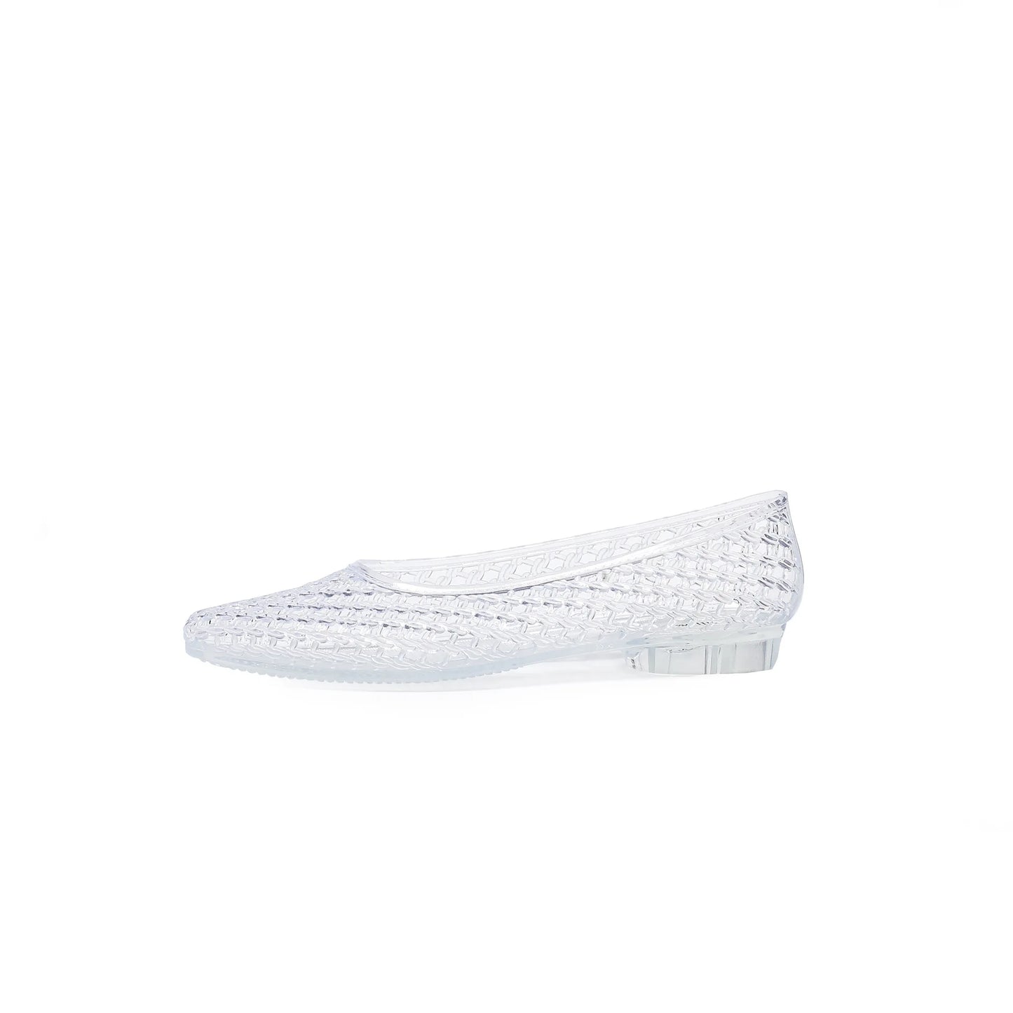 Women's Crystal Jelly Flats by MAIRA'S COLLECTIONS featuring pointed toe summer sandals with transparent, shiny jelly material.