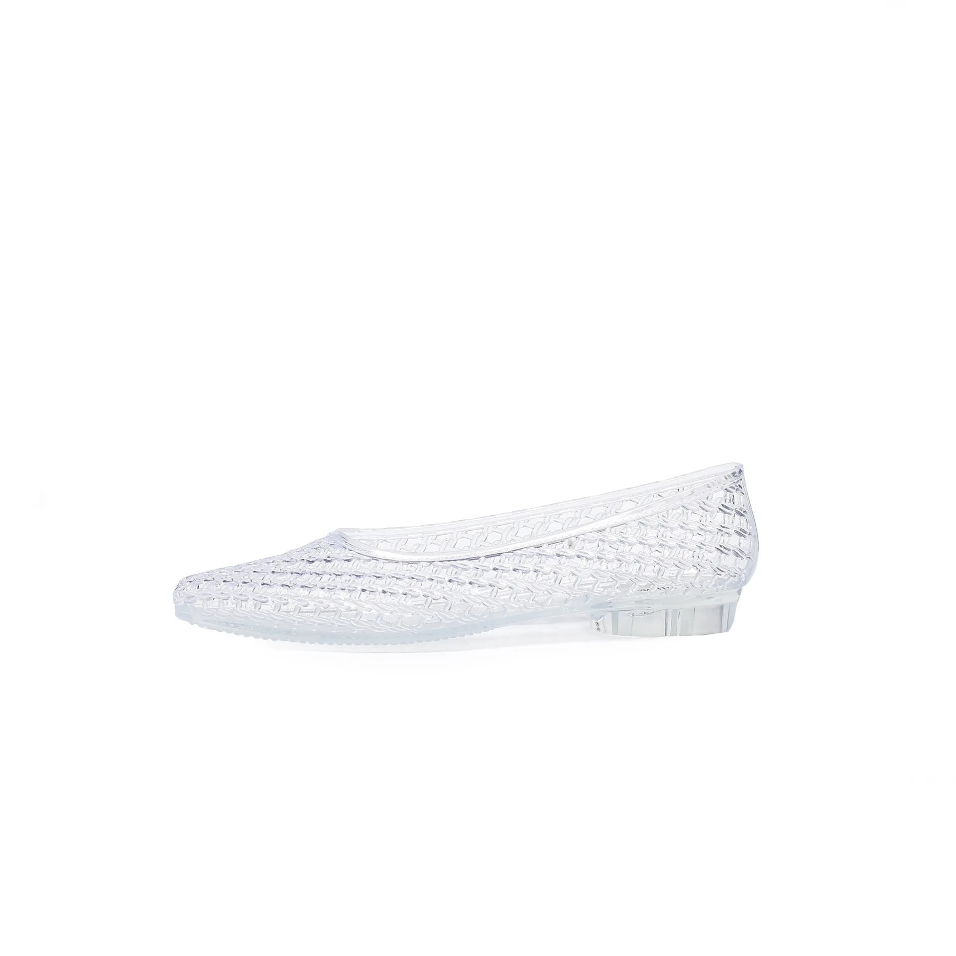Women's Crystal Jelly Flats by MAIRA'S COLLECTIONS featuring pointed toe summer sandals with transparent, shiny jelly material.
