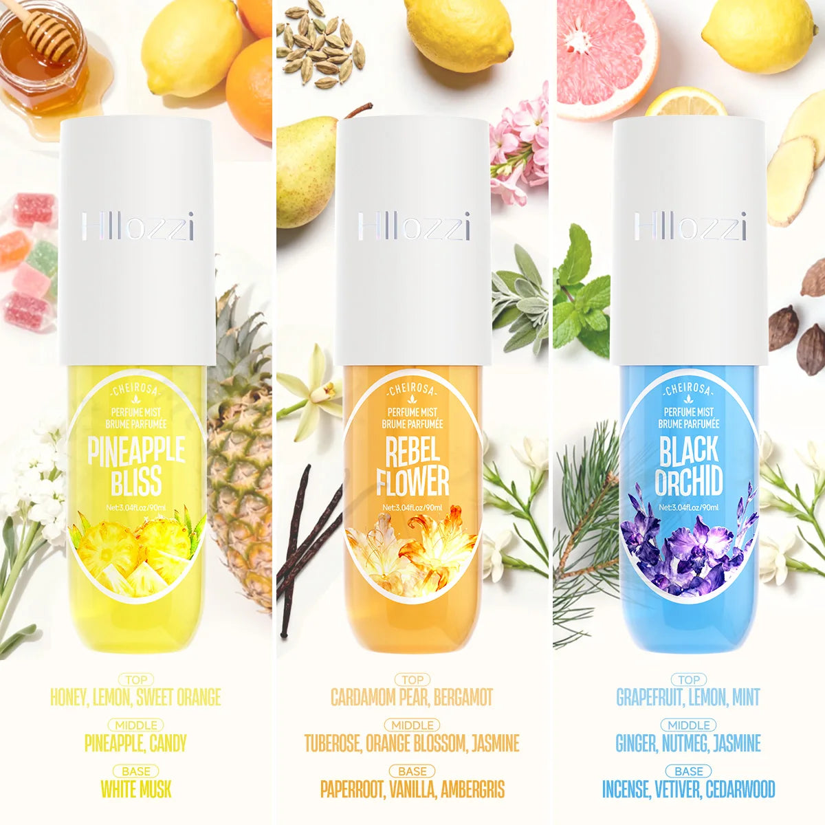 Long-lasting body fragrance spray by MAIRA'S COLLECTIONS featuring a sleek bottle and elegant design.