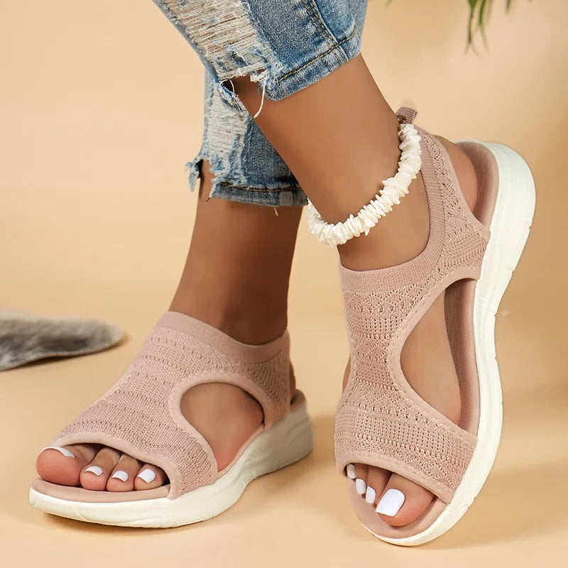 Women's mesh wedge sandals by MAIRA'S COLLECTIONS featuring casual summer sports shoes with breathable mesh and comfortable wedge heel.