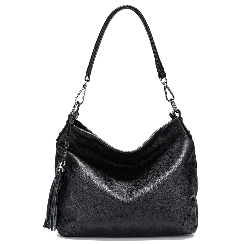 MAIRA'S COLLECTIONS Zency cowhide leather shoulder bag with sleek design and durable straps, perfect for everyday use.
