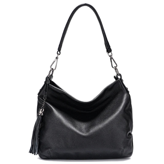 MAIRA'S COLLECTIONS Zency cowhide leather shoulder bag with sleek design and durable straps, perfect for everyday use.