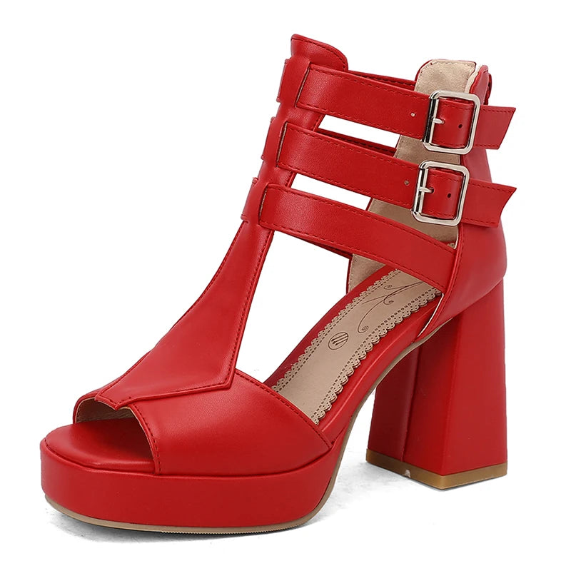Women's platform block heel sandals by MAIRA'S COLLECTIONS, featuring stylish strappy design and chunky heel for added height and comfort.