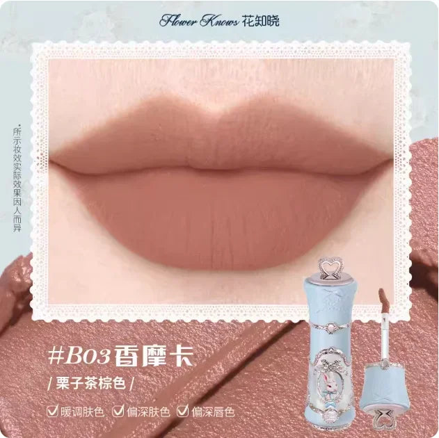 MAIRA'S COLLECTIONS Flower Knows Strawberry Rococo Lip Cream in a sleek tube, featuring a vibrant pink shade and floral design.