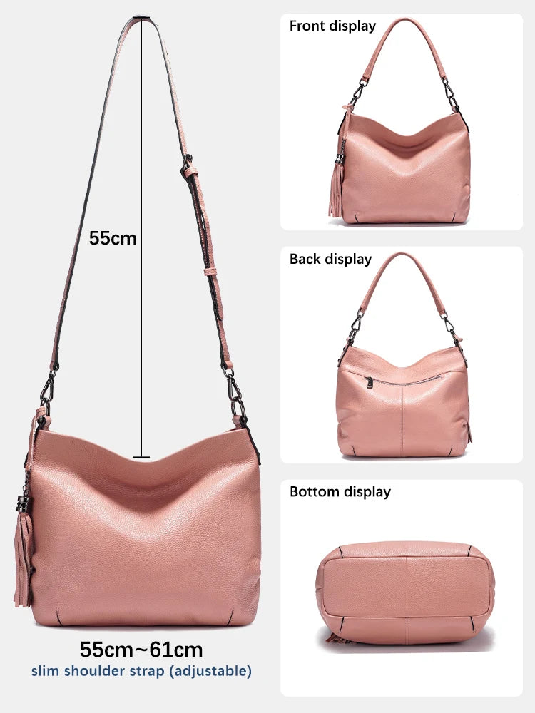 Zency cowhide leather shoulder bag by MAIRA'S COLLECTIONS featuring a sleek design and durable craftsmanship.
