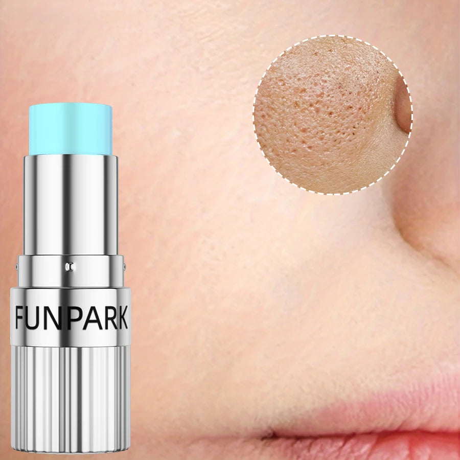 MAIRA'S COLLECTIONS pore minimizing primer stick applied on face, serving as a makeup base for smooth, matte skin.