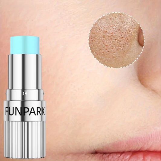 MAIRA'S COLLECTIONS pore minimizing primer stick applied on face, serving as a makeup base for smooth, matte skin.