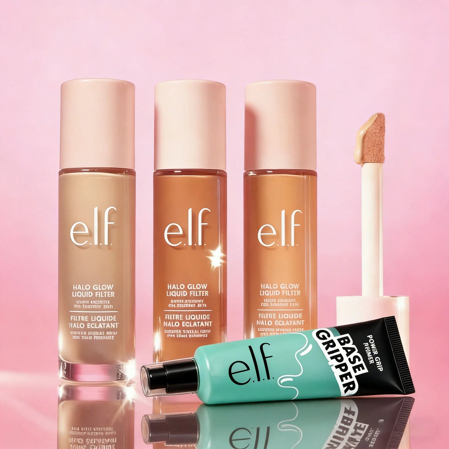 ELF Halo Glow Liquid Filter Primer by MAIRA'S COLLECTIONS in a sleek bottle with a luminous finish for glowing skin.