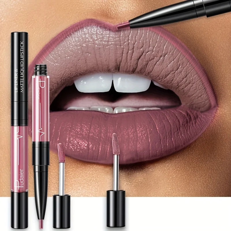 Double-ended lipstick and lip liner from MAIRA'S COLLECTIONS, featuring a sleek design with vibrant color options.