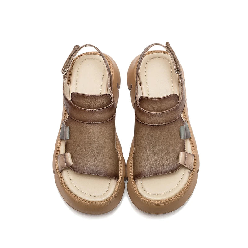 Women's genuine leather wedge sandals by MAIRA'S COLLECTIONS with platform heel and casual open-toe design.