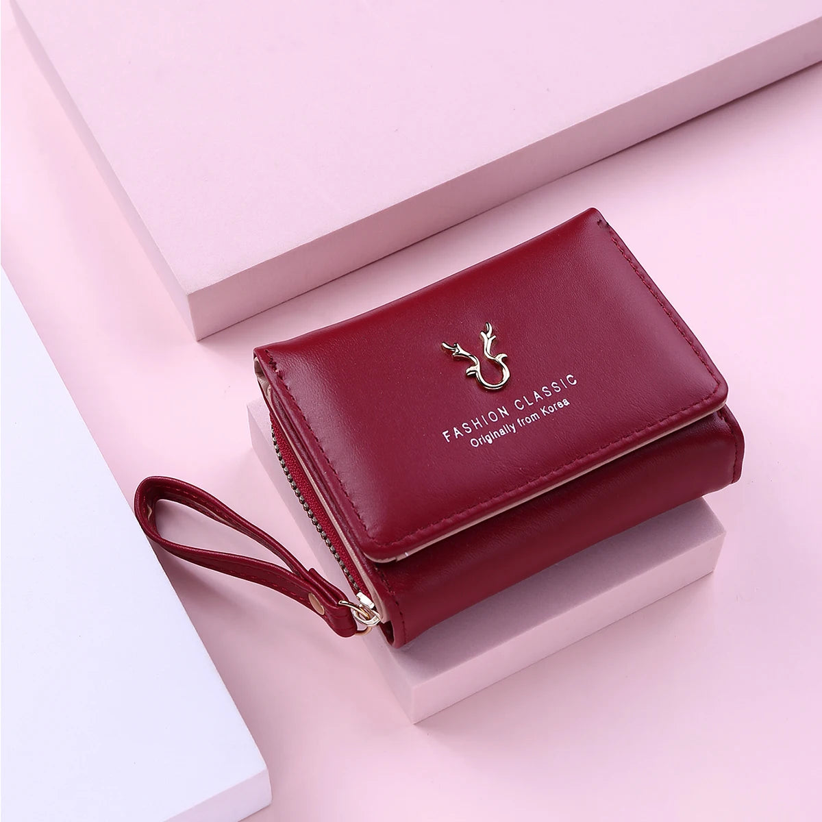 Women's black PU leather mini wallet by MAIRA'S COLLECTIONS with card slots and compact design.