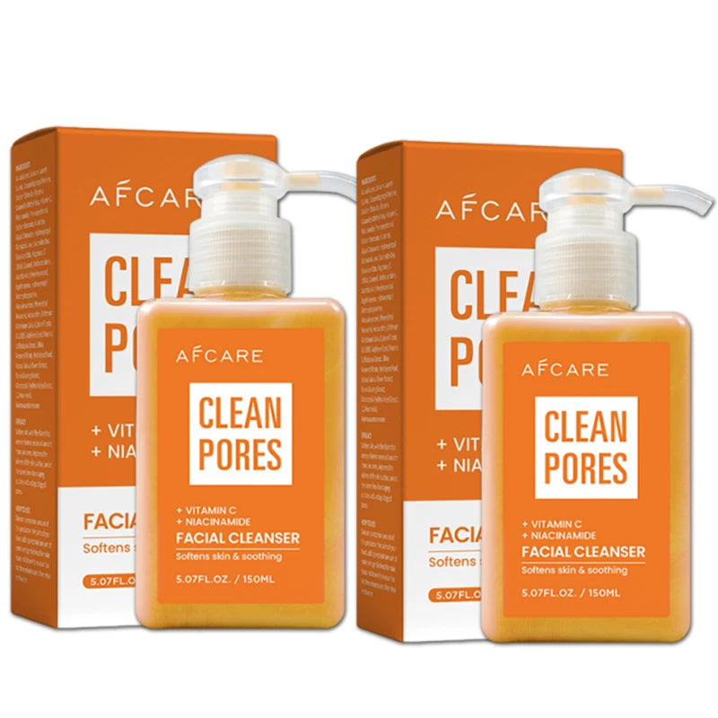 Natural Vitamin C Face Wash by MAIRA'S COLLECTIONS showing the brightening deep-clean cleanser in a clear bottle with a white cap.