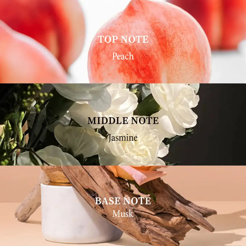 30ml KOEC Sweet Peach fragrance roll-on oil by MAIRA'S COLLECTIONS with jasmine and musk notes, nourishing and long-lasting natural scent