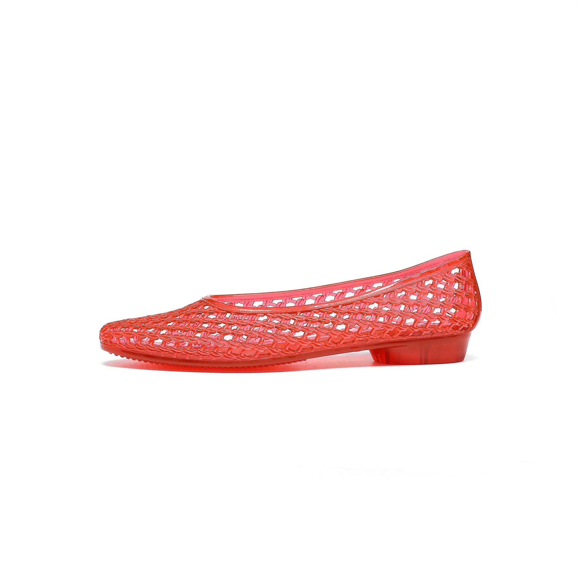 Women's crystal jelly flats with pointed toe design, summer sandals from MAIRA'S COLLECTIONS featuring transparent material.