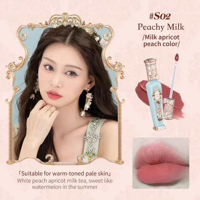 MAIRA'S COLLECTIONS Flower Knows Strawberry Rococo Lip Cream in a sleek tube with a vibrant pink cap, ready for application.