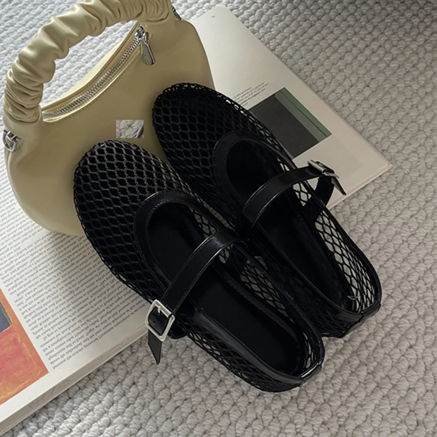 Eilyken Mesh Buckle Flat Sandals by MAIRA'S COLLECTIONS featuring mesh straps and buckle closure, stylish and comfortable for warm weather.