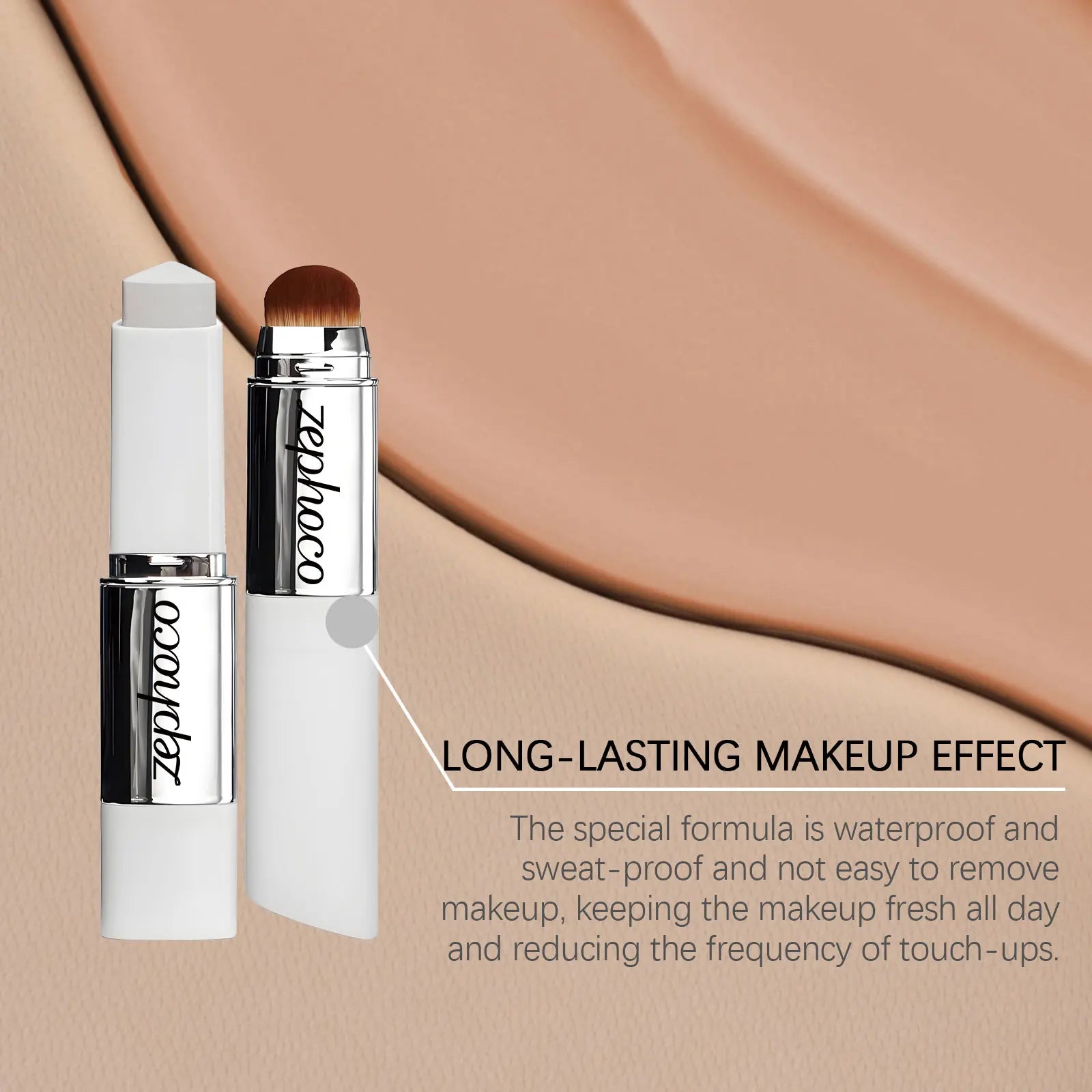 Color changing concealer foundation stick by MAIRA'S COLLECTIONS, 13g, showing the sleek black tube and product tip.