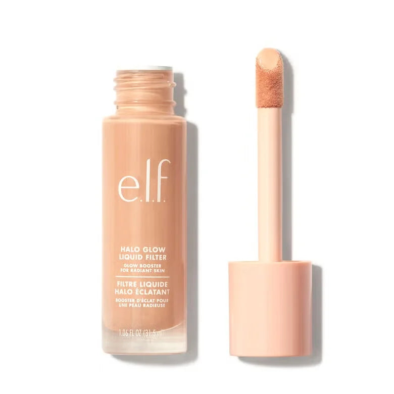ELF Halo Glow Liquid Filter Primer by MAIRA'S COLLECTIONS, smooth liquid primer with a radiant glow finish, in a clear bottle with pump.