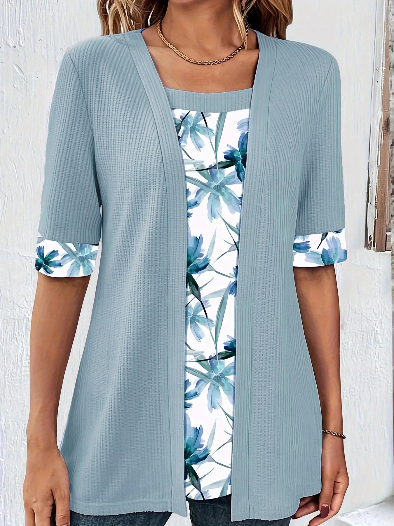 Plus size patchwork T-shirt from MAIRA'S COLLECTIONS featuring colorful fabric patches and a relaxed fit.