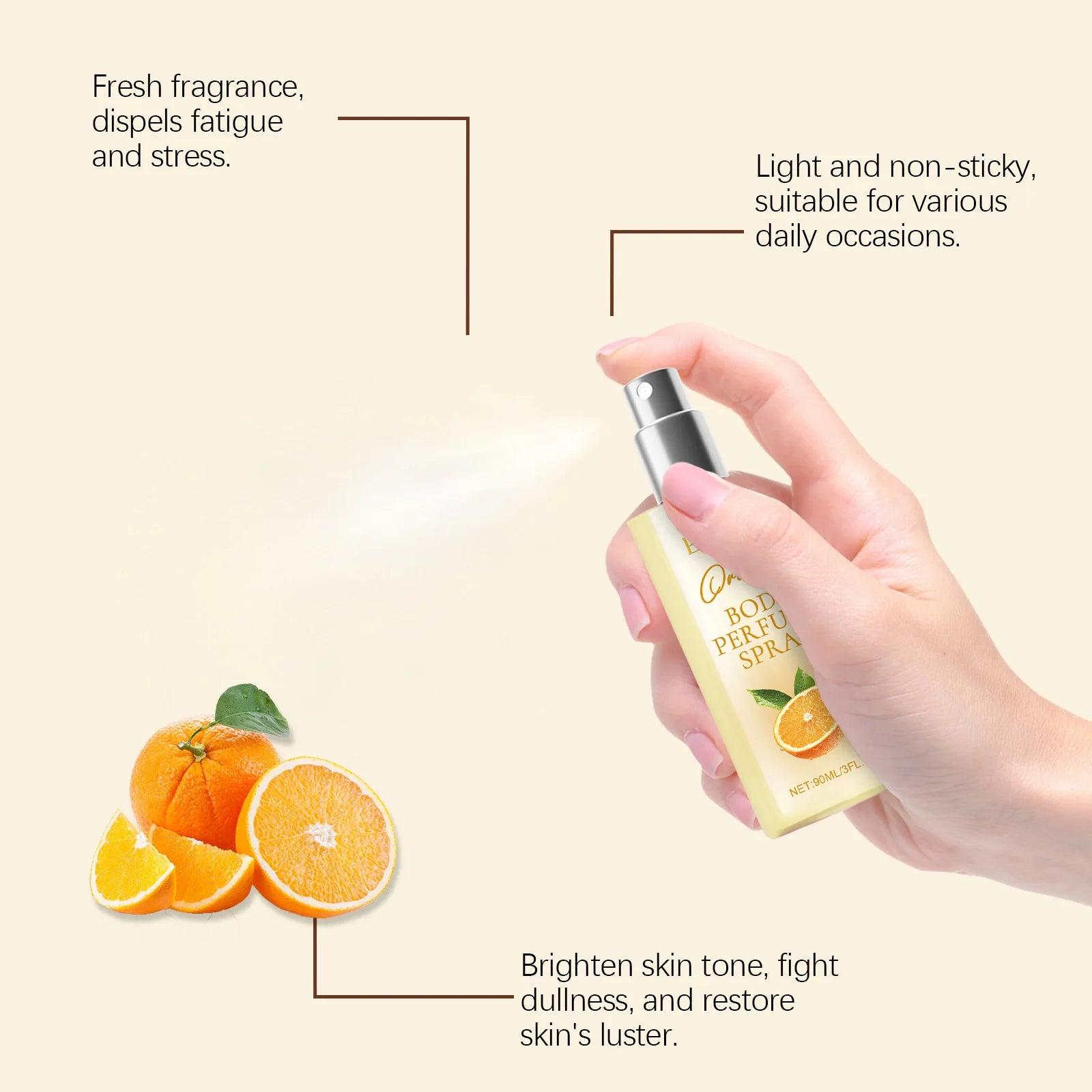EELHOE Orange Body Perfume for Women by MAIRA'S COLLECTIONS, 90ml bottle with fresh, long-lasting citrus fragrance.