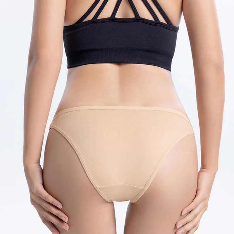 Set of three women's cotton panties by MAIRA'S COLLECTIONS featuring solid color bikini-style mesh underpants.