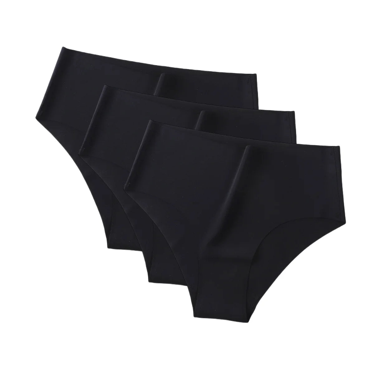 Set of three MAIRA'S COLLECTIONS ice silk high waist seamless panties for women, displayed on a neutral background.
