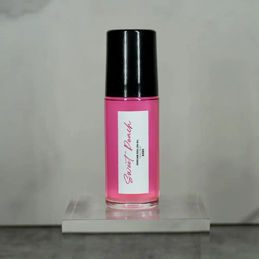 MAIRA'S COLLECTIONS 30ml Sweet Peach fragrance roll-on oil with jasmine and musk, nourishing and long-lasting natural scent.