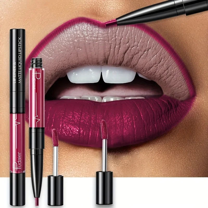 Double-ended lipstick and lip liner from MAIRA'S COLLECTIONS, featuring a sleek design and dual application for perfect lips.
