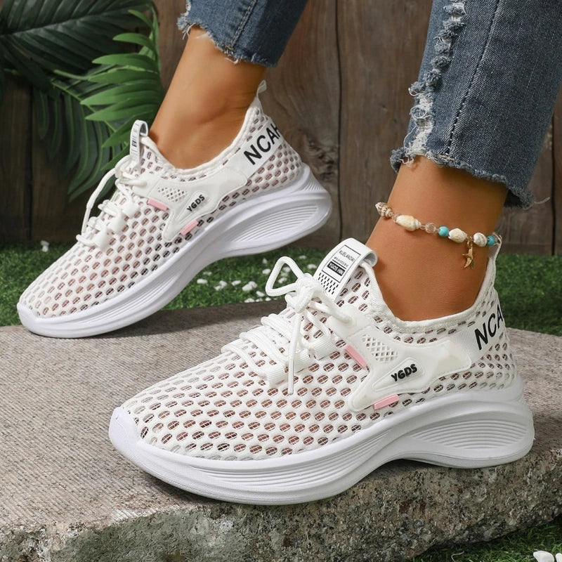 Women’s mesh running shoes by MAIRA'S COLLECTIONS featuring breathable lightweight design and casual sports sneaker style.