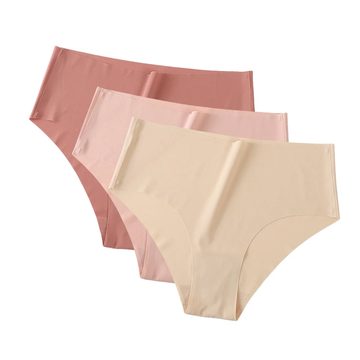 Set of three ice silk high waist seamless panties for women, stylish and comfortable undergarments from MAIRA'S COLLECTIONS.