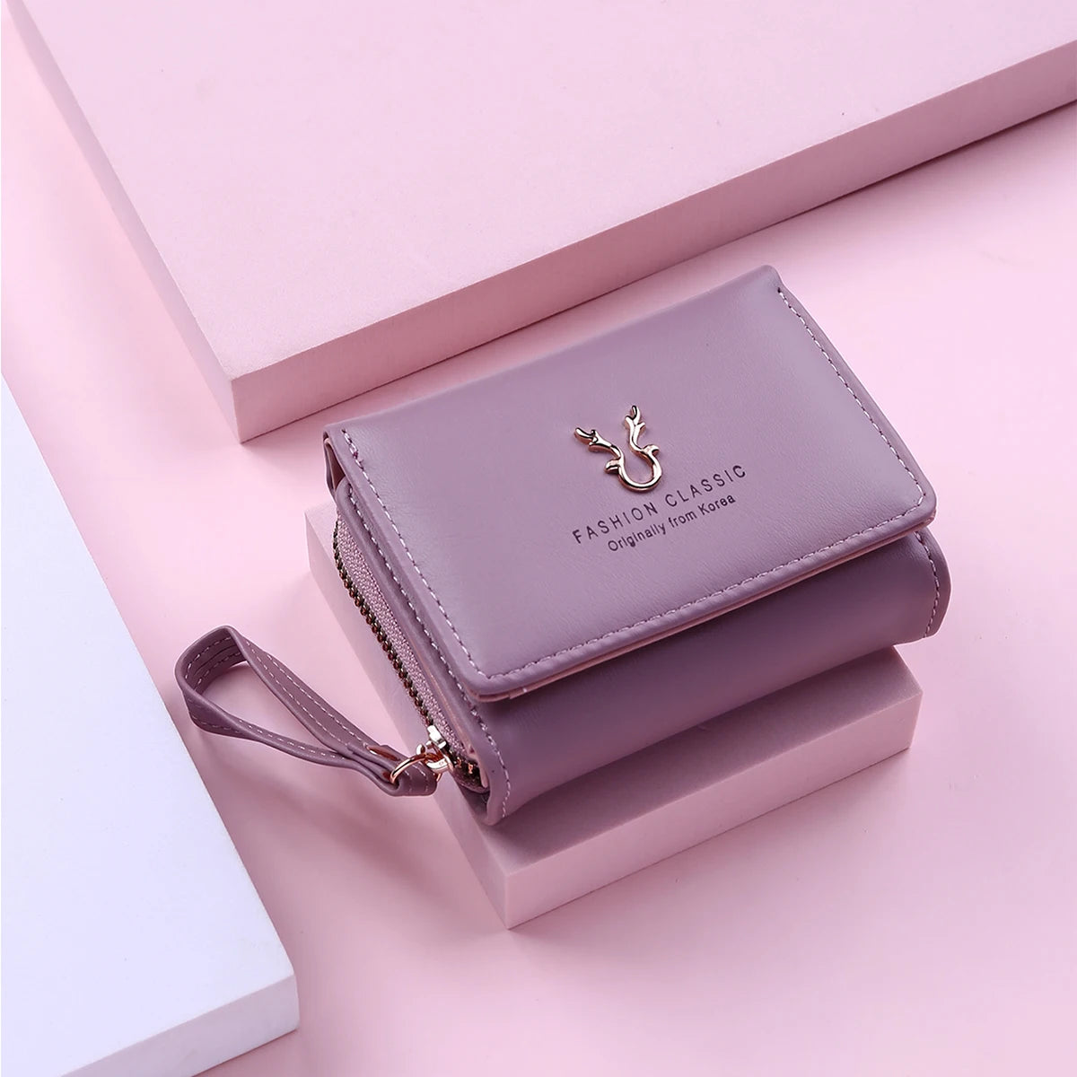 Women's PU leather mini wallet by MAIRA'S COLLECTIONS with card slots and compact design, shown in black with textured finish.