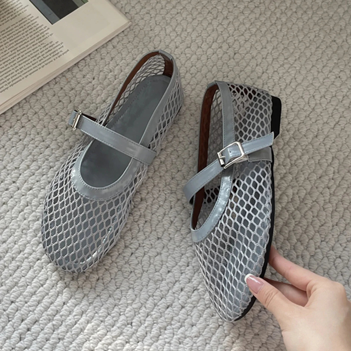 Eilyken Mesh Buckle Flat Sandals by MAIRA'S COLLECTIONS featuring breathable mesh straps and a sleek buckle detail