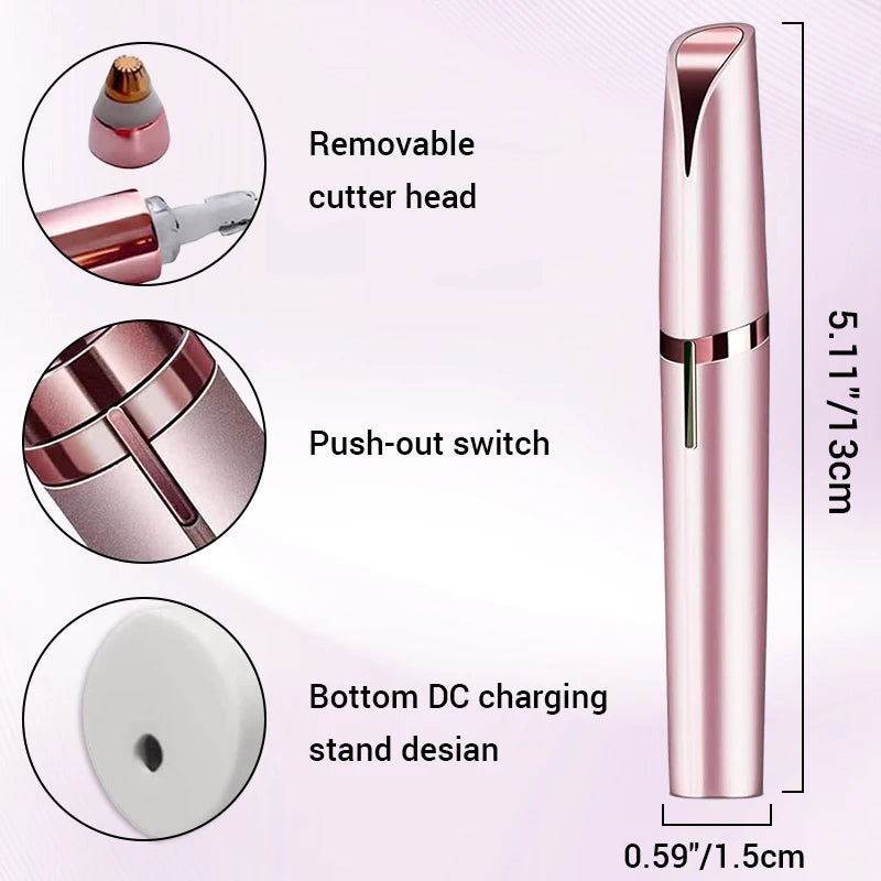 Mini electric eyebrow trimmer by MAIRA'S COLLECTIONS with a compact design for painless hair removal and precise eyebrow shaping.