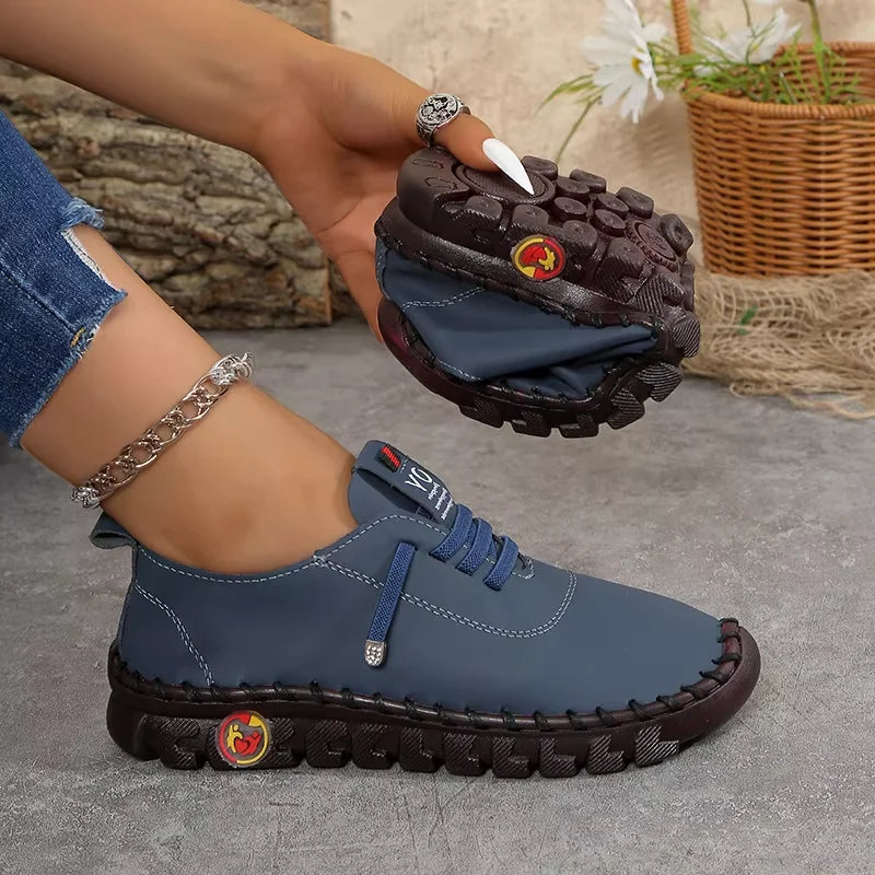 Women's leather sneakers by MAIRA'S COLLECTIONS featuring lace-up casual shoes with comfortable, stylish design for everyday wear.