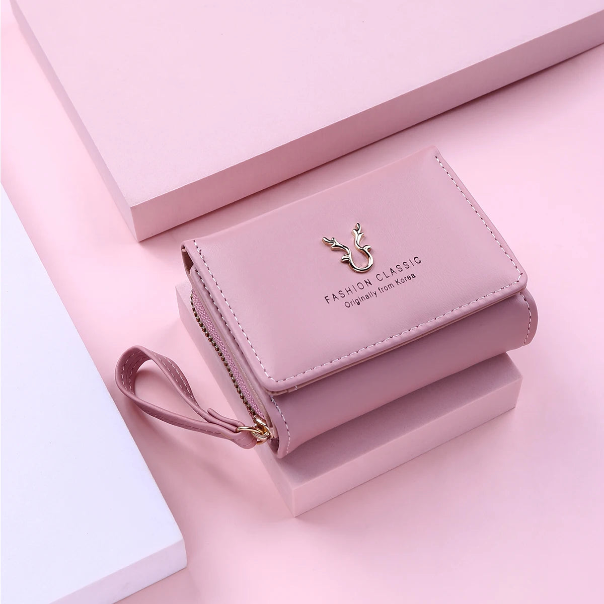 Women's PU leather mini wallet by MAIRA'S COLLECTIONS, featuring compact design and card slots in black color.